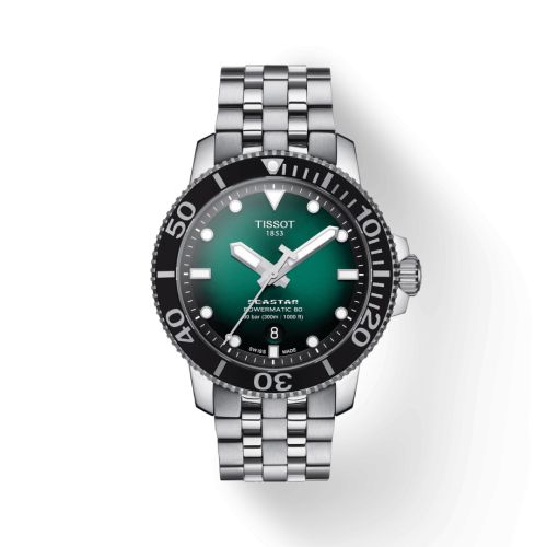 Tissot Seastar 1000 Powermatic 80 43 Stainless Steel / Green Gradient / Bracelet T120.407.11.091.01