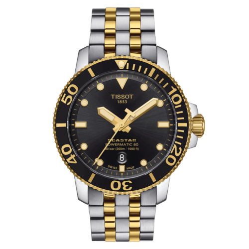Tissot Seastar 1000 Powermatic 80 43 Stainless Steel - Yellow Gold / Black / Bracelet T120.407.22.051.00