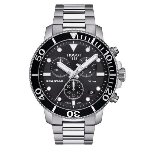 Tissot Seastar 1000 Chronograph Quartz 45.5 Stainless Steel / Black / Bracelet T120.417.11.051.00