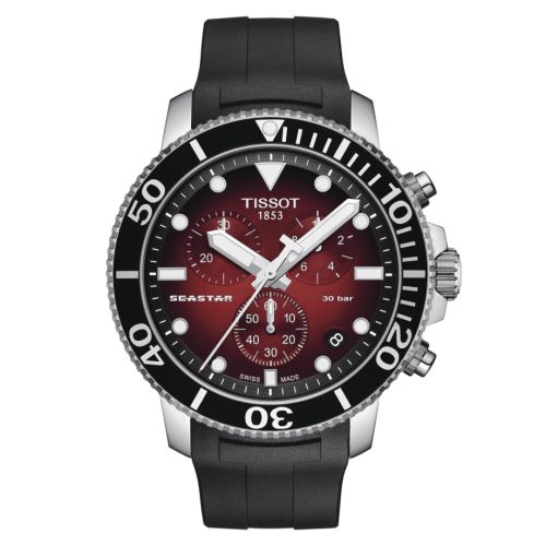 Tissot Seastar 1000 Chronograph Quartz 45.5 Stainless Steel / Gradient Red / Rubber T120.417.17.421.00