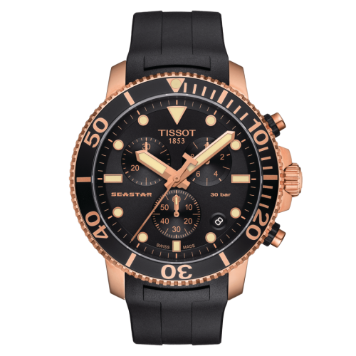 Tissot Seastar 1000 Chronograph Quartz 45.5 Rose Gold / Black / Rubber T120.417.37.051.00