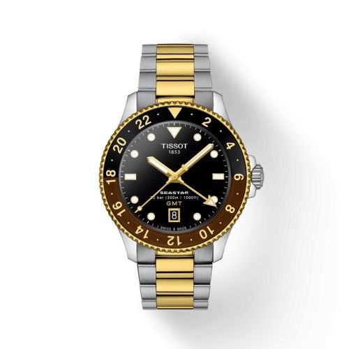 Tissot Seastar 1000 Quartz GMT 40 Stainless Steel - Yellow Gold / Black / Bracelet T120.852.22.051.00