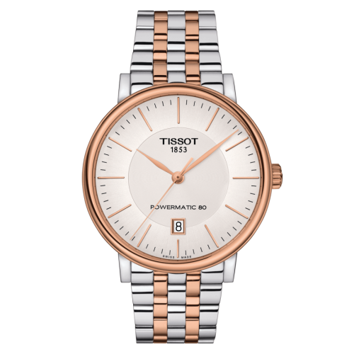 Tissot Carson Premium Powermatic 80 Stainless Steel / Rose Gold PVD / Silver / Bracelet T122.407.22.031.01
