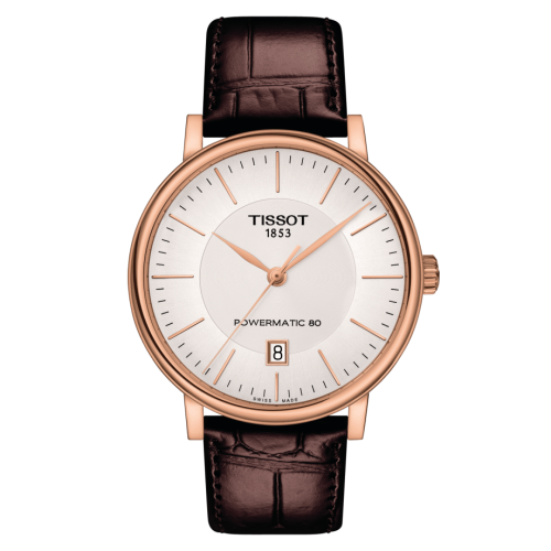 Tissot Carson Premium Powermatic 80 Rose Gold PVD / Silver / Strap T122.407.36.031.00