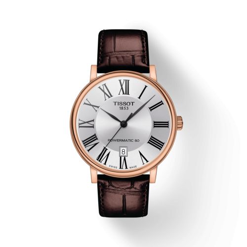 Tissot Carson Premium Powermatic 80 Rose Gold PVD / Silver / Strap T122.407.36.033.00