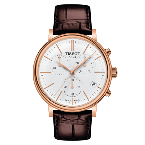 Tissot Carson Premium Chronograph Quartz 41 Rose Gold PVD / Silver / Strap T122.417.36.011.00