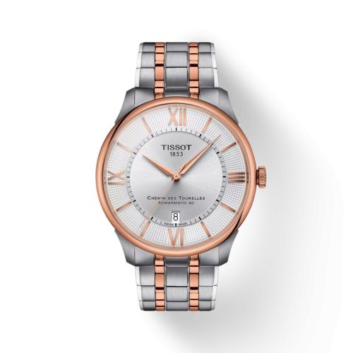 Tissot Chemin Des Tourelles Powermatic 80 42 Stainless Steel - Rose Gold / Silver / Bracelet T139.407.22.038.00
