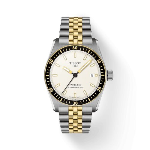 Tissot PR516 Powermatic 80 Stainless Steel - Yellow Gold / White / Bracelet T149.407.22.011.00
