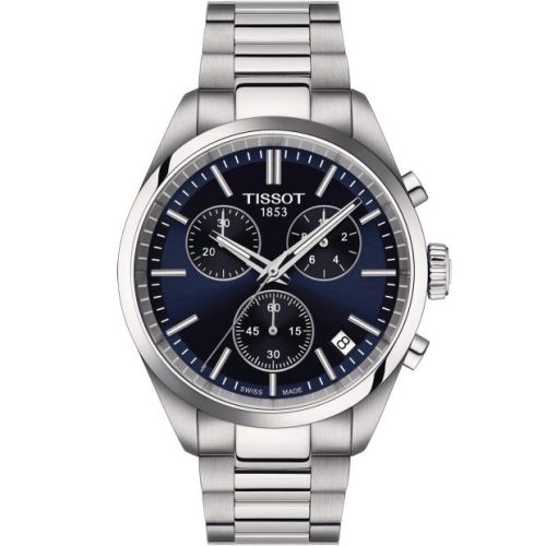 Tissot PR 100 Quartz Chronograph Stainless Steel / Blue / Bracelet T150.417.11.041.00