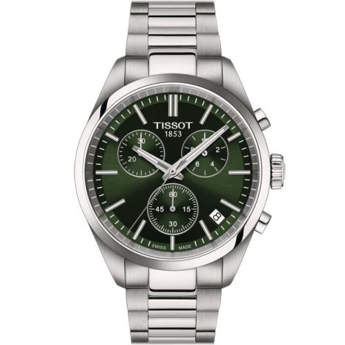 Tissot PR 100 Quartz Chronograph Stainless Steel / Green / Bracelet T150.417.11.091.00