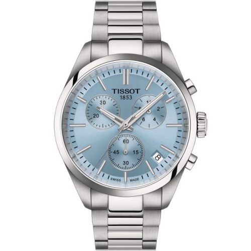 Tissot PR 100 Quartz Chronograph Stainless Steel / Ice blue / Bracelet T150.417.11.351.00