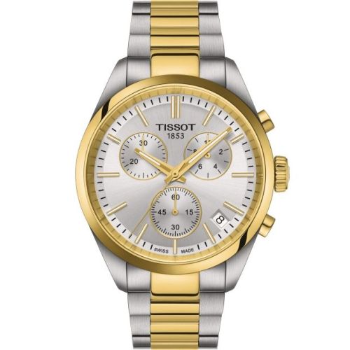Tissot PR 100 Quartz Chronograph Stainless Steel - Yellow Gold / Silver / Bracelet T150.417.22.031.00