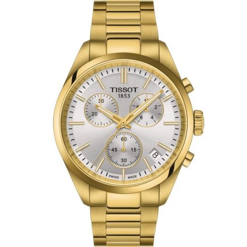 Tissot PR 100 Quartz Chronograph Yellow Gold / Silver / Bracelet T150.417.33.031.00