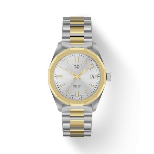 Tissot PRC 100 Solar Quartz 34 Stainless Steel - Yellow Gold / Silver / Bracelet T151.822.22.031.00