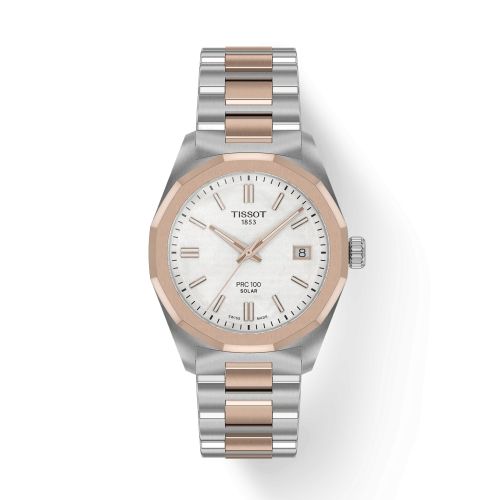 Tissot PRC 100 Solar Quartz 34 Stainless Steel - Rose Gold / MOP / Bracelet T151.822.22.111.00