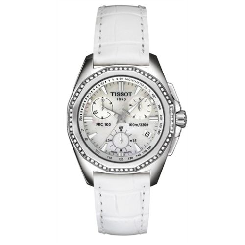 Tissot PRC 100 Chronograph Quartz 34.8 Stainless Steel / MOP / Strap T22.1.456.21