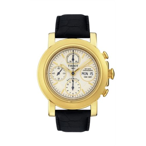 Tissot T-Lord Chronograph Automatic Yellow Gold / Silver / Strap T71.3.441.31