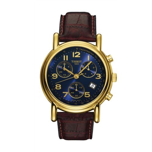 Tissot Carson Chronograph Quartz 39.7 Yellow Gold / Blue / Strap T71.3.442.42