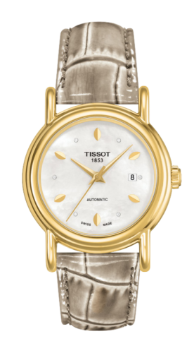Tissot Carson Automatic 29.7 Yellow Gold / MOP / Alligator T907.007.16.106.00