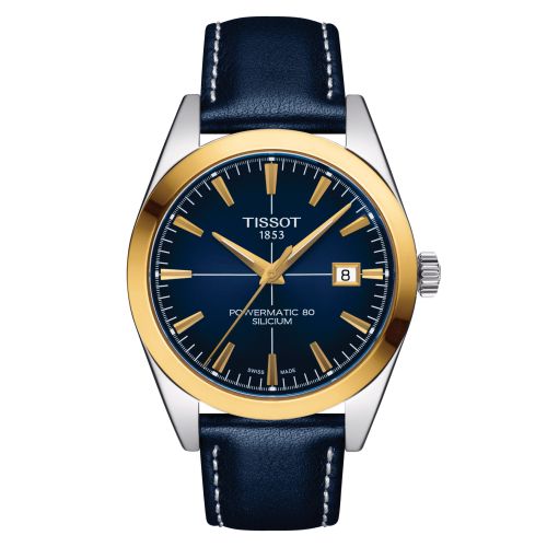 Tissot Gentleman Powermatic Stainless Steel / Yellow Gold / Blue / Strap T927.407.46.041.01