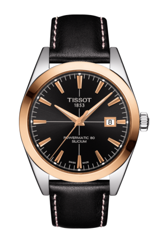 Tissot Gentleman Powermatic Stainless Steel / Red Gold / Brown / Strap T927.407.46.051.00