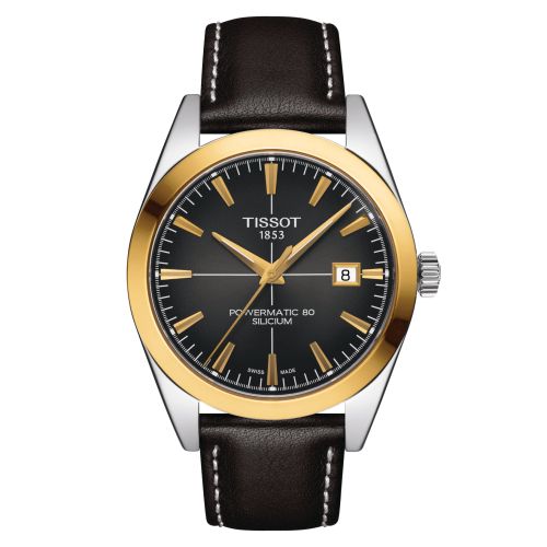 Tissot Gentleman Powermatic Stainless Steel / Yellow Gold / Grey / Strap T927.407.46.061.01