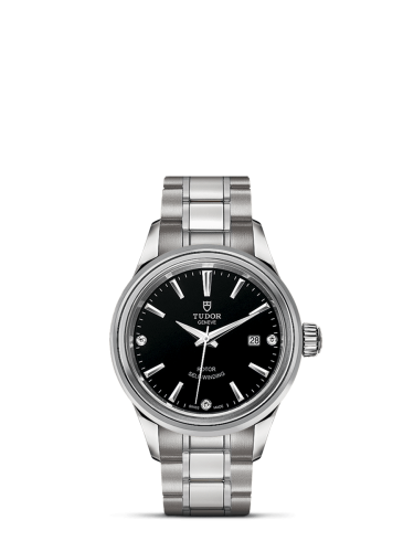 Tudor Style 28 Stainless Steel / Black-Diamond / Bracelet 12100-0004