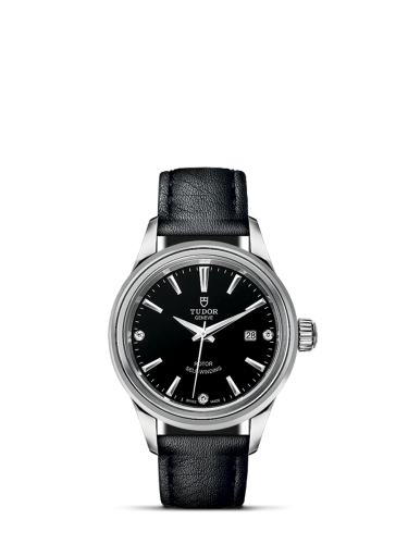 Tudor Style 28 Stainless Steel / Black-Diamond / Strap 12100-0008