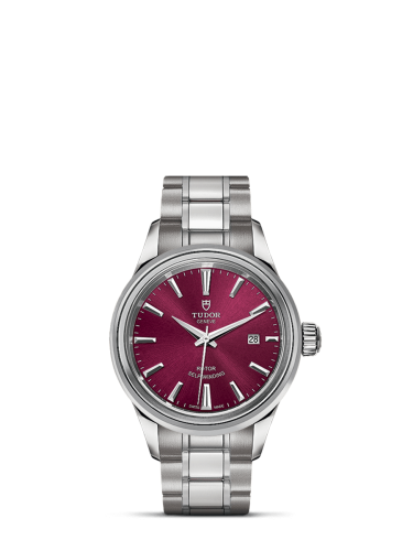 Tudor Style 28 Stainless Steel / Burgundy / Bracelet 12100-0011