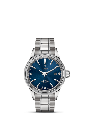 Tudor Style 28 Stainless Steel / Blue-Diamond / Bracelet 12100-0013