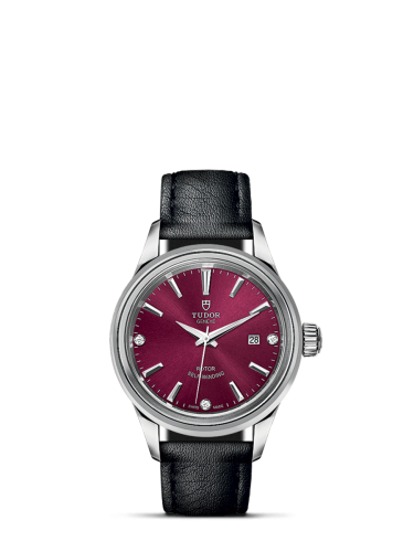 Tudor Style 28 Stainless Steel / Burgundy-Diamond / Strap 12100-0016