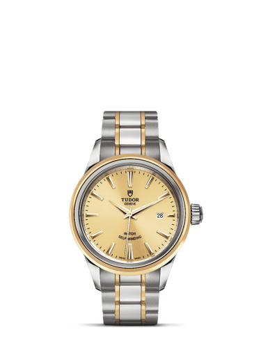 Tudor Style 28 Stainless Steel / Yellow Gold / Champagne / Bracelet 12103-0001