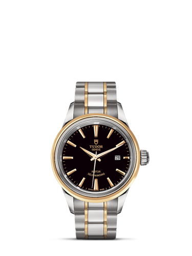 Tudor Style 28 Stainless Steel / Yellow Gold / Black / Bracelet 12103-0003