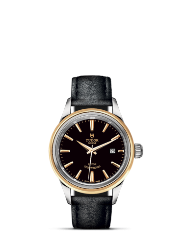 Tudor Style 28 Stainless Steel / Yellow Gold / Black / Strap 12103-0009