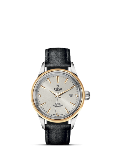 Tudor Style 28 Stainless Steel / Yellow Gold / Silver-Diamond / Strap 12103-0011