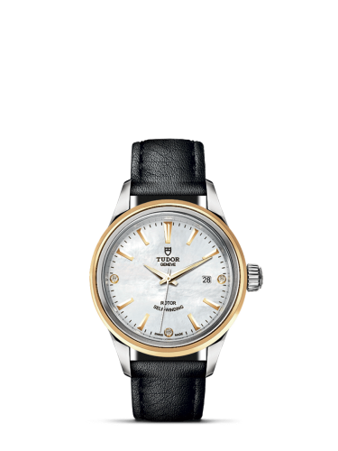 Tudor Style 28 Stainless Steel / Yellow Gold / MOP-Diamond / Strap 12103-0018