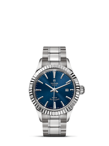 Tudor Style 28 Stainless Steel / Fluted / Blue / Bracelet 12110-0013