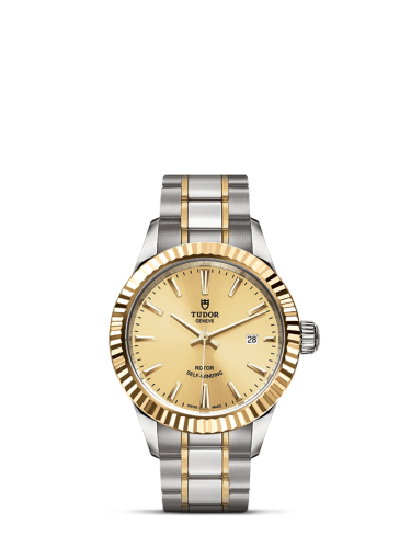 Tudor Style 28 Stainless Steel / Yellow Gold / Fluted / Champagne / Bracelet 12113-0001