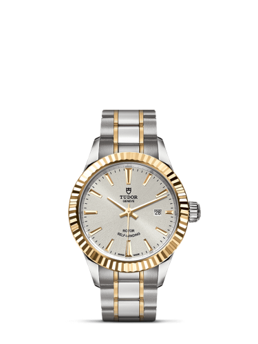 Tudor Style 28 Stainless Steel / Yellow Gold / Fluted / Silver / Bracelet 12113-0003
