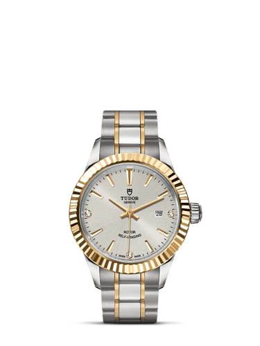 Tudor Style 28 Stainless Steel / Yellow Gold / Fluted / Silver-Diamond / Bracelet 12113-0009