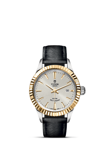 Tudor Style 28 Stainless Steel / Yellow Gold / Fluted / Silver / Strap 12113-0020