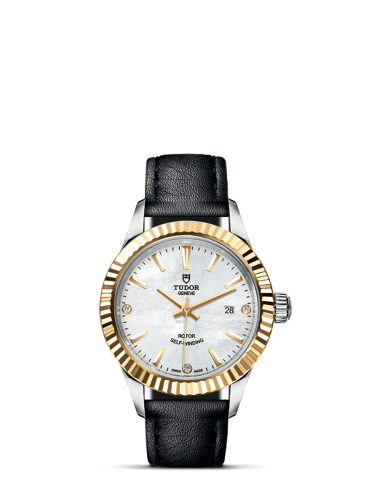 Tudor Style 28 Stainless Steel / Yellow Gold / Fluted / MOP-Diamond / Strap 12113-0027