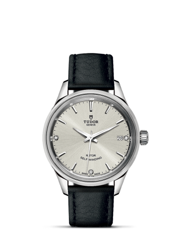 Tudor Style 34 Stainless Steel / Silver-Diamond / Strap 12300-0007