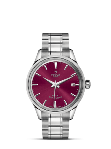 Tudor Style 34 Stainless Steel / Burgundy / Bracelet 12300-0010