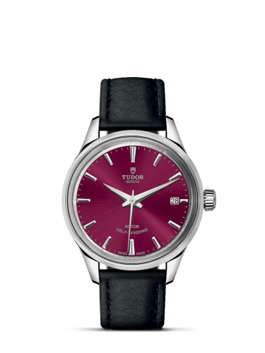 Tudor Style 34 Stainless Steel / Burgundy / Strap 12300-0011