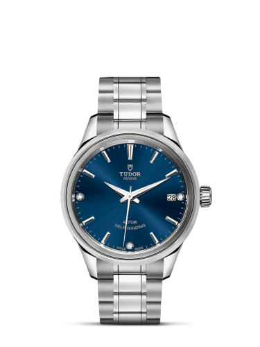 Tudor Style 34 Stainless Steel / Blue-Diamond / Bracelet 12300-0012