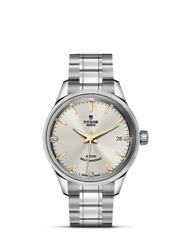 Tudor Style 34 Stainless Steel / Silver-Diamond / Bracelet 12300-0019