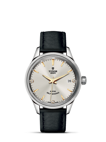 Tudor Style 34 Stainless Steel / Silver-Diamond / Strap 12300-0020