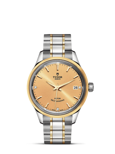 Tudor Style 34 Stainless Steel / Yellow Gold / Champagne-Diamond / Bracelet 12303-0004