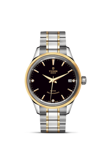 Tudor Style 34 Stainless Steel / Yellow Gold / Black-Diamond / Bracelet 12303-0006
